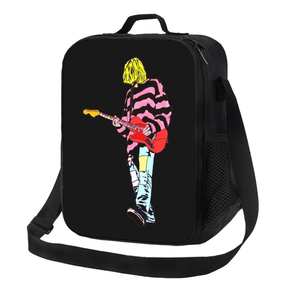 Kids Lunch Bag Kurt Cobain Artistic Modern Pop Portrait Design Insulated Tote Box for Girls Boys Back to School