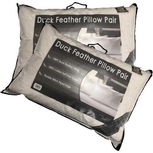 2 x 100% Duck Feather Pillow Comfortable Extra Filling Hotel Quality Luxury