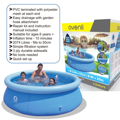 (8FT) AAMEN Blue Inflatable swimming pool Prompt Set Pool 2