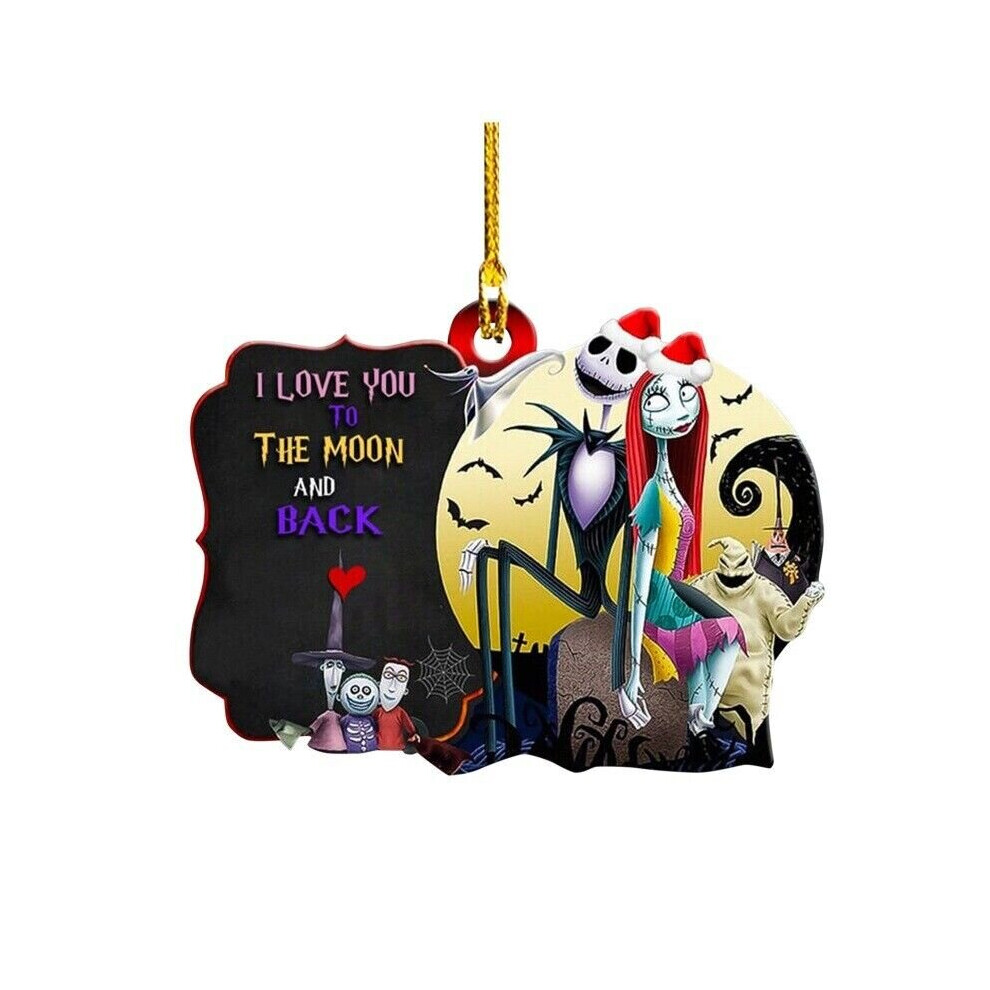 (F) The Nightmare Before Christmas Jack &Sally on Tombstone Xmas Tree Pendant Decor
