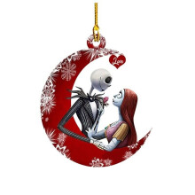 (B) The Nightmare Before Christmas Jack &Sally on Tombstone Xmas Tree Pendant Decor