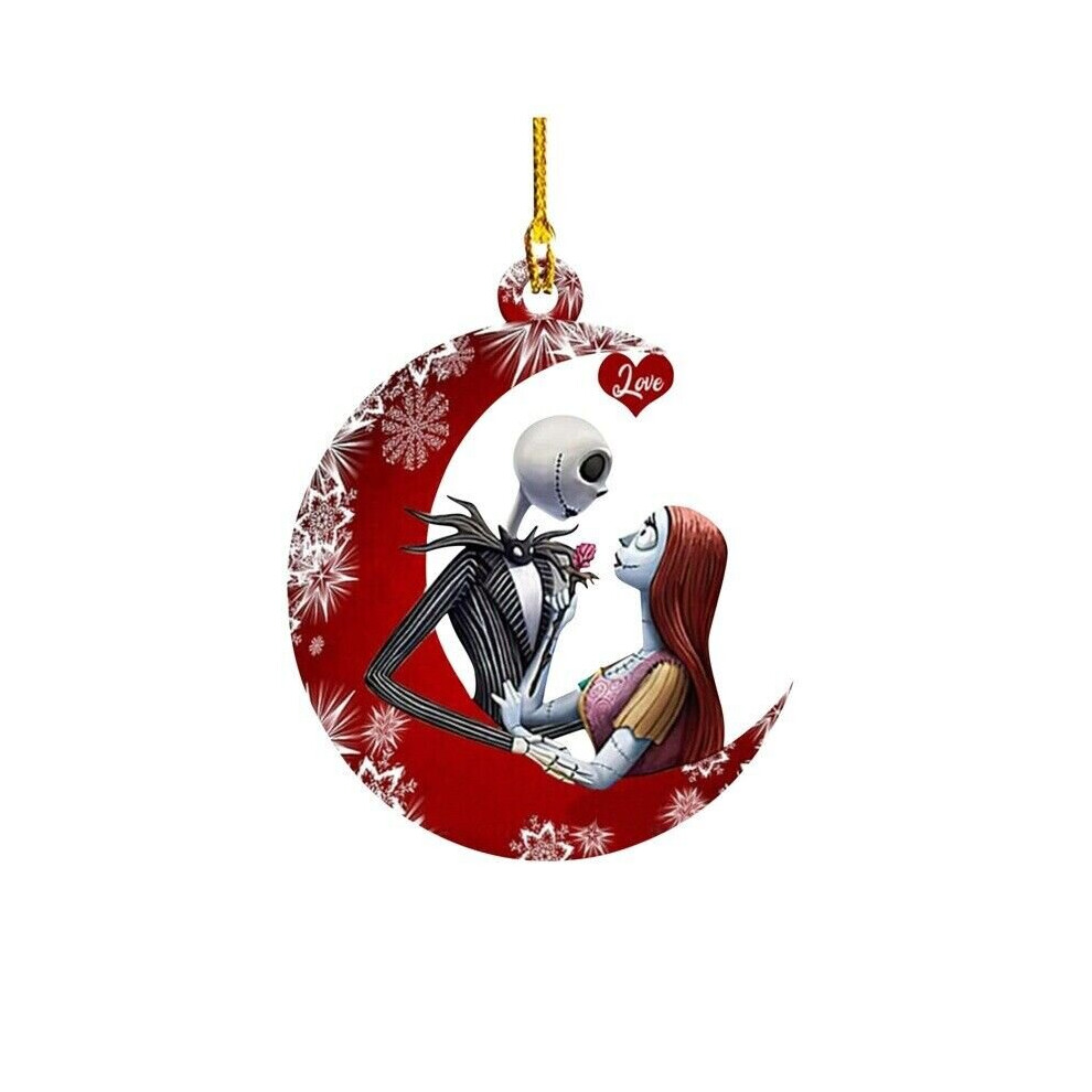 (B) The Nightmare Before Christmas Jack &Sally on Tombstone Xmas Tree Pendant Decor