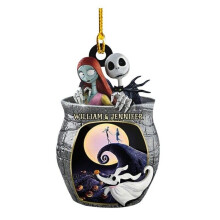 (D) The Nightmare Before Christmas Jack &Sally on Tombstone Xmas Tree Pendant Decor