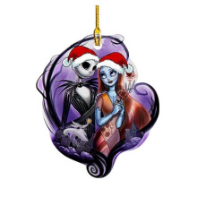 (A) The Nightmare Before Christmas Jack &Sally on Tombstone Xmas Tree Pendant Decor
