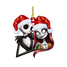 (E) The Nightmare Before Christmas Jack &Sally on Tombstone Xmas Tree Pendant Decor