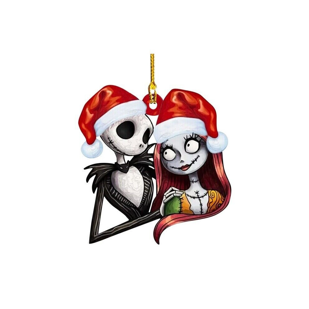 (E) The Nightmare Before Christmas Jack &Sally on Tombstone Xmas Tree Pendant Decor