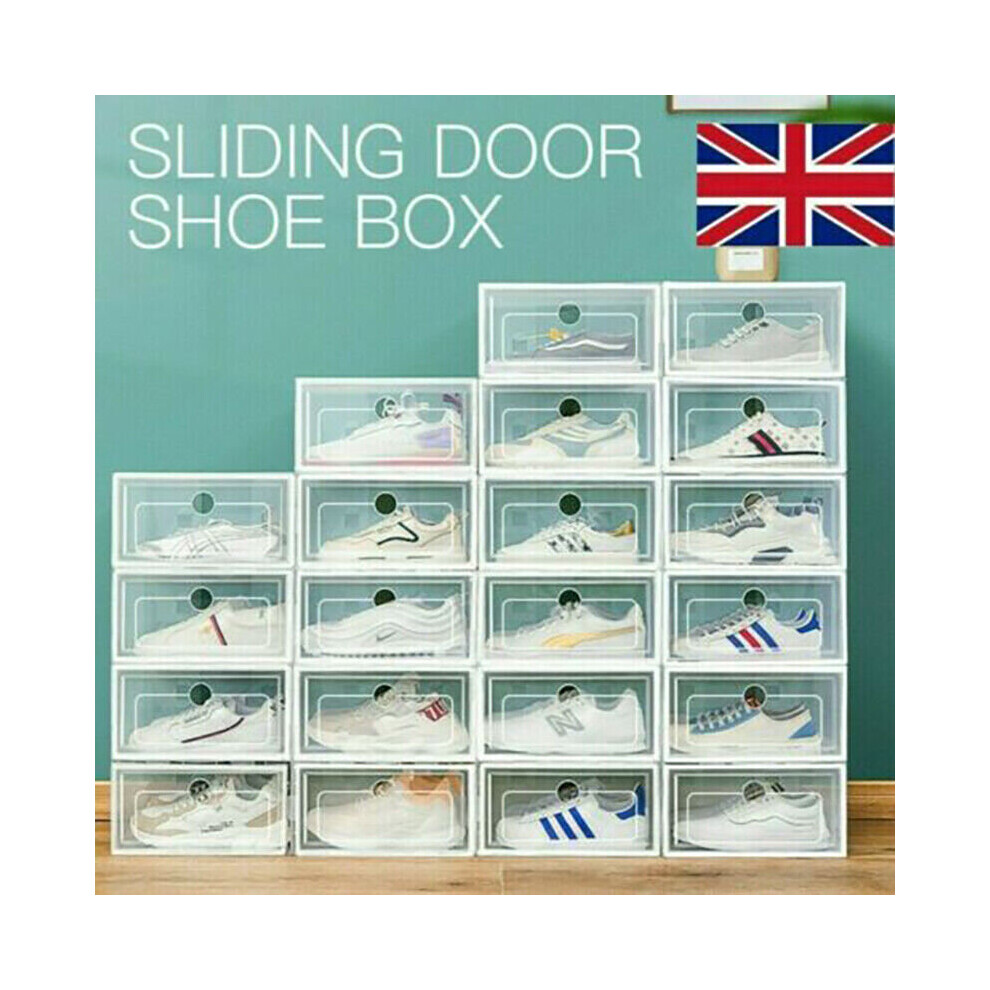 12x Plastic Shoe Storage Boxes Drawer Stackable Foldable Organiser