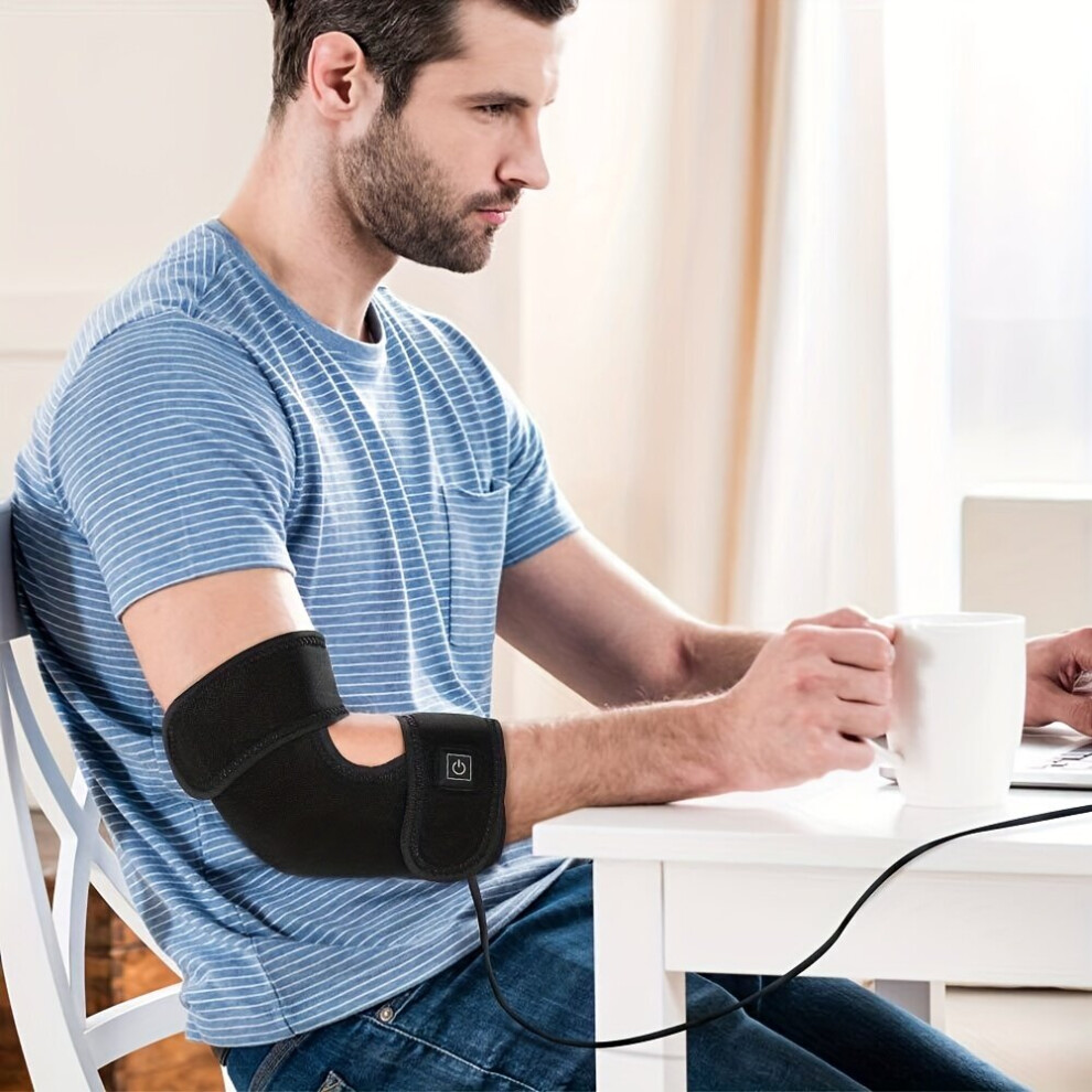 Heated Elbow Brace for Pain Relief - Hot/Cold Therapy Wrap for Sprained Elbows, Tendonitis, Arthritis - Adjustable Cable for Arm Elbow Joint Support