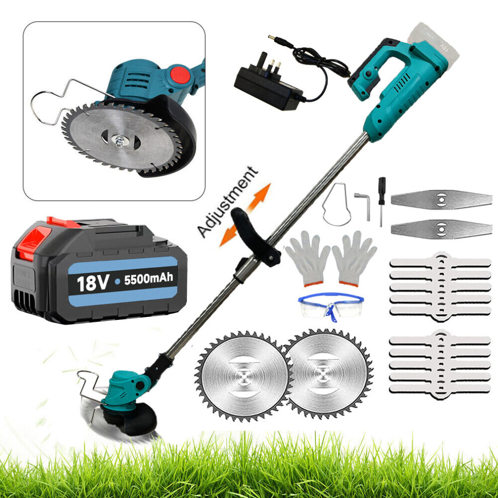 Electric Cordless Grass Trimmer Garden Weed Strimmer Cutter+5.5A Battery+Charger-Makita Compatible