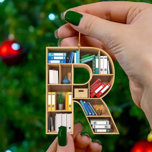 (R) Bookshelf Hanging Decor Book Lover Ornament Christmas Tree Pendant Best Gifts
