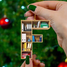 (F) Bookshelf Hanging Decor Book Lover Ornament Christmas Tree Pendant Best Gifts