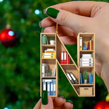 (N) Bookshelf Hanging Decor Book Lover Ornament Christmas Tree Pendant Best Gifts