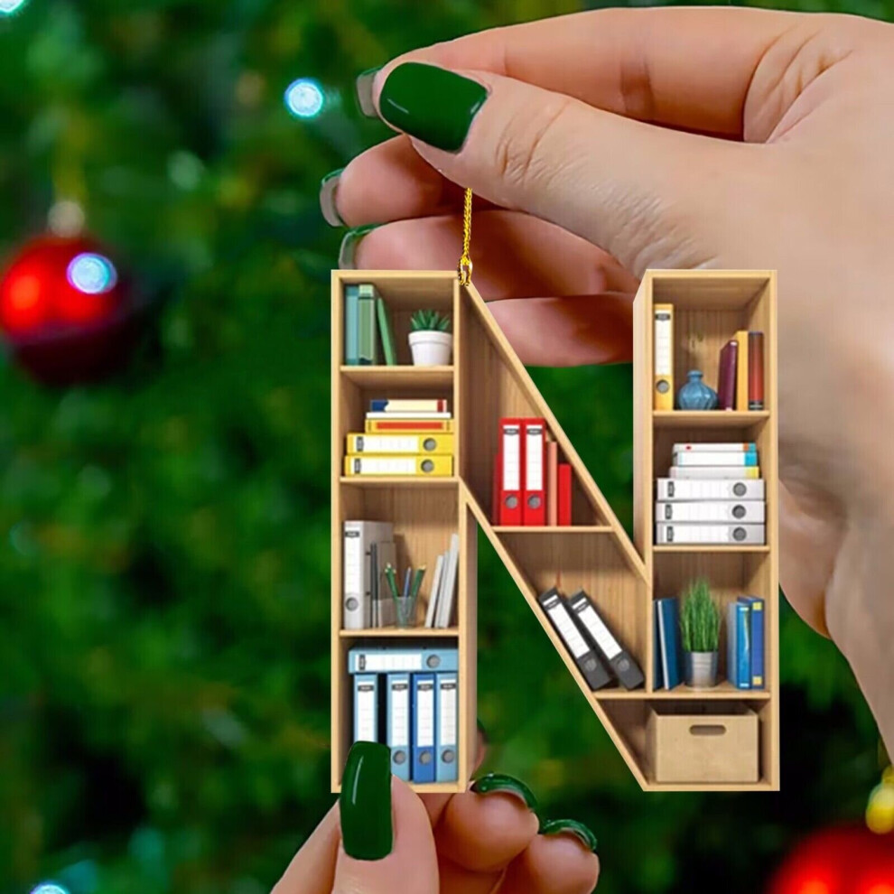 Flemye (N) Bookshelf Hanging Decor Book Lover Ornament Christmas Tree Pendant Best Gifts