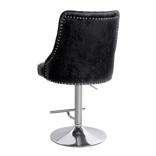 Living And Home (Black) Crushed Velvet Bar Stools 360°Swivel High Adjustable 2