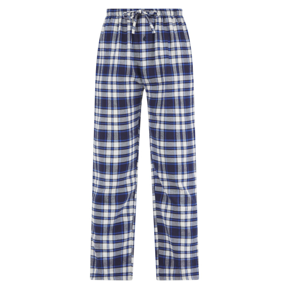 (3XL) Walker Reid Mens Blue Check Polycotton Pyjama Bottoms