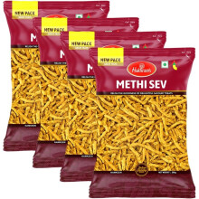 (Methi Sev, Pack of 4) Haldiram Savory Snacks - Easy to Carry Anywhere