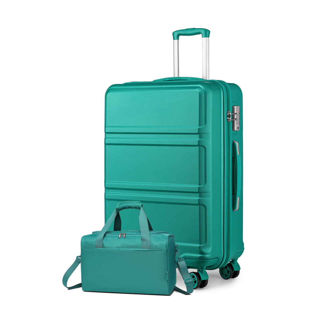 (28 Inch + Travel Bag) KONO 20/24/28Inch ABS Hard Shell Suitcase Set Trolley Hand Cabin Luggage & Travel Bag- Blue/Green