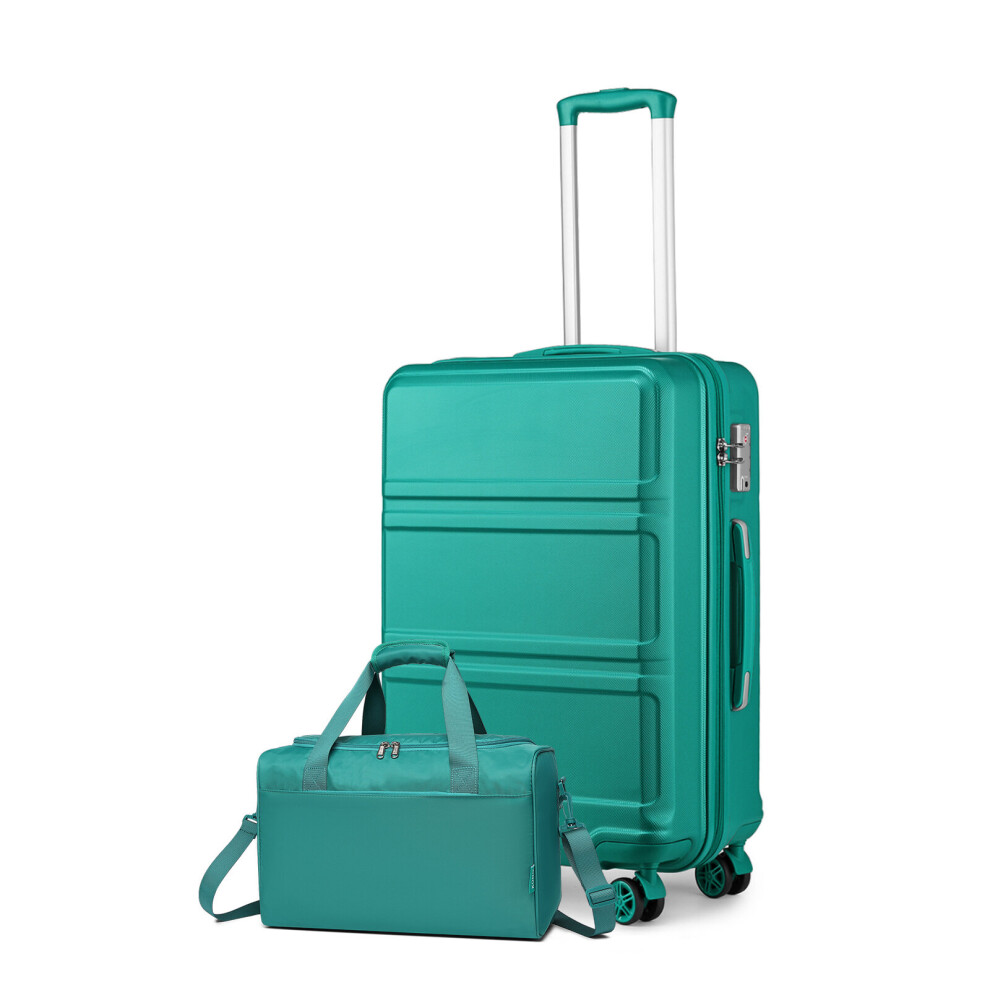 (24 Inch + Travel Bag) KONO 20/24/28Inch ABS Hard Shell Suitcase Set Trolley Hand Cabin Luggage & Travel Bag- Blue/Green