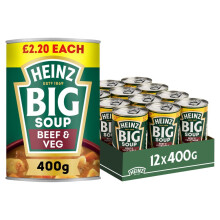 Heinz Big Soup Beef & Vegetable PMP 400g (Pack of 12)