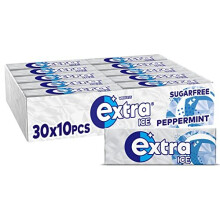 Wrigley's Extra Ice Peppermint Sugarfree Chewing Gum, Classic Mint Flavour, Bright Smile, Helps with Oral Hygiene for Healthy Teeth & Gums