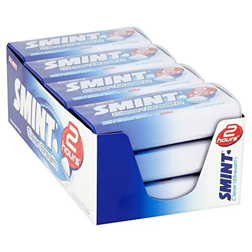 Smint Smint Sugarfree Mints – 2 Hour Clean Breath, 50 XXL Peppermint Mints (Pack of 12 Tins)