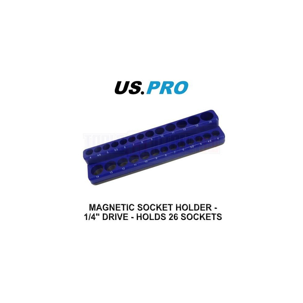 US PRO Tools Magnetic Socket Holder - 1/4" Drive - Holds 26 Sockets 6743