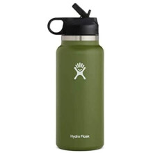 (Dark green, 32oz) Water Bottle | Straw Lid | Outdoor Portable Insulated Cup