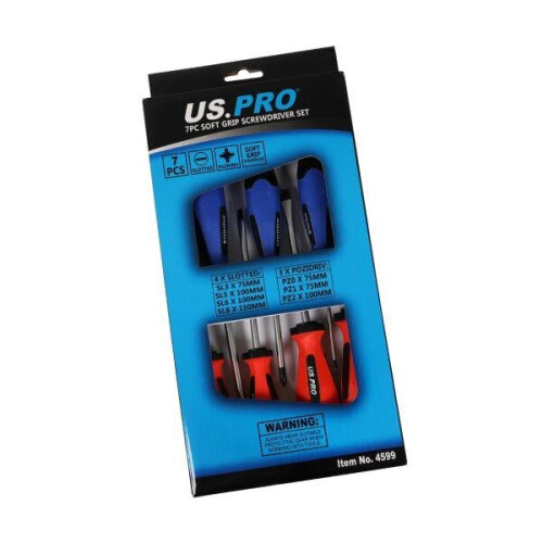 us pro US PRO Tools 7PC Soft Grip Screwdriver Set- Pozi & Slotted 4599 2