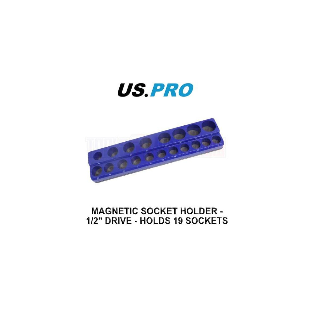 US PRO Tools Magnetic Socket Holder - 1/2" Drive - Holds 19 Sockets 6745