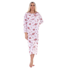 (Maroon, XXXL) Malay Women Long Nightdress Floral Printed Button Long Sleeve Chemise Nightwear