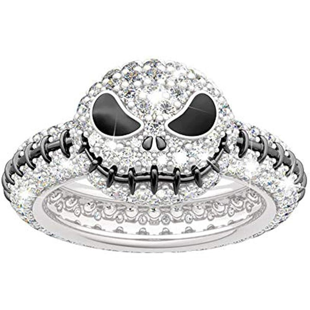 Rings Women Nightmare Before Christmas Skull Rings 925 Sterling Silver Halloween Jewelry Romantic, ring#9