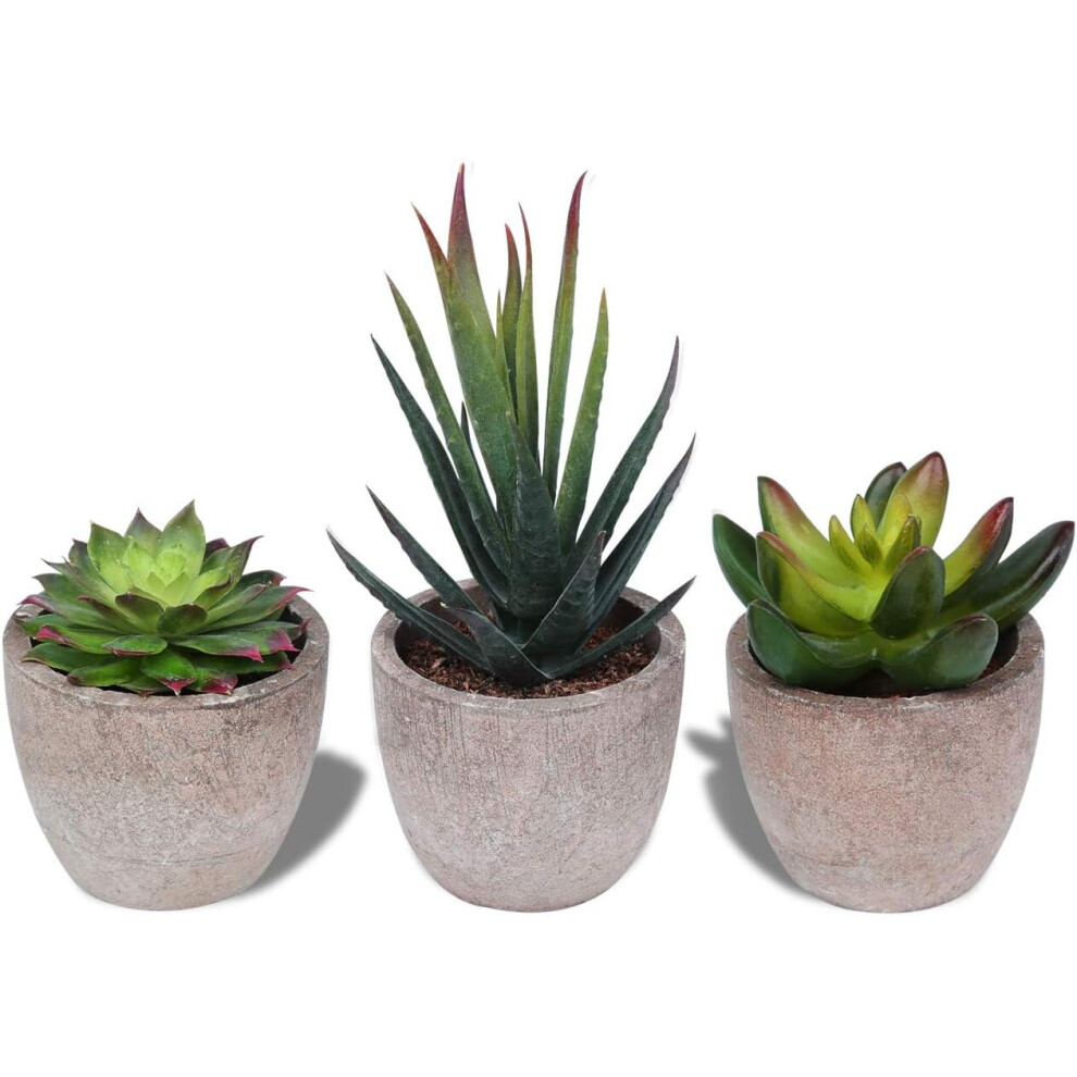 Set Of 3 Small Artificial Succulent Plants Indoor Outdoor Decoration Potted Succulents