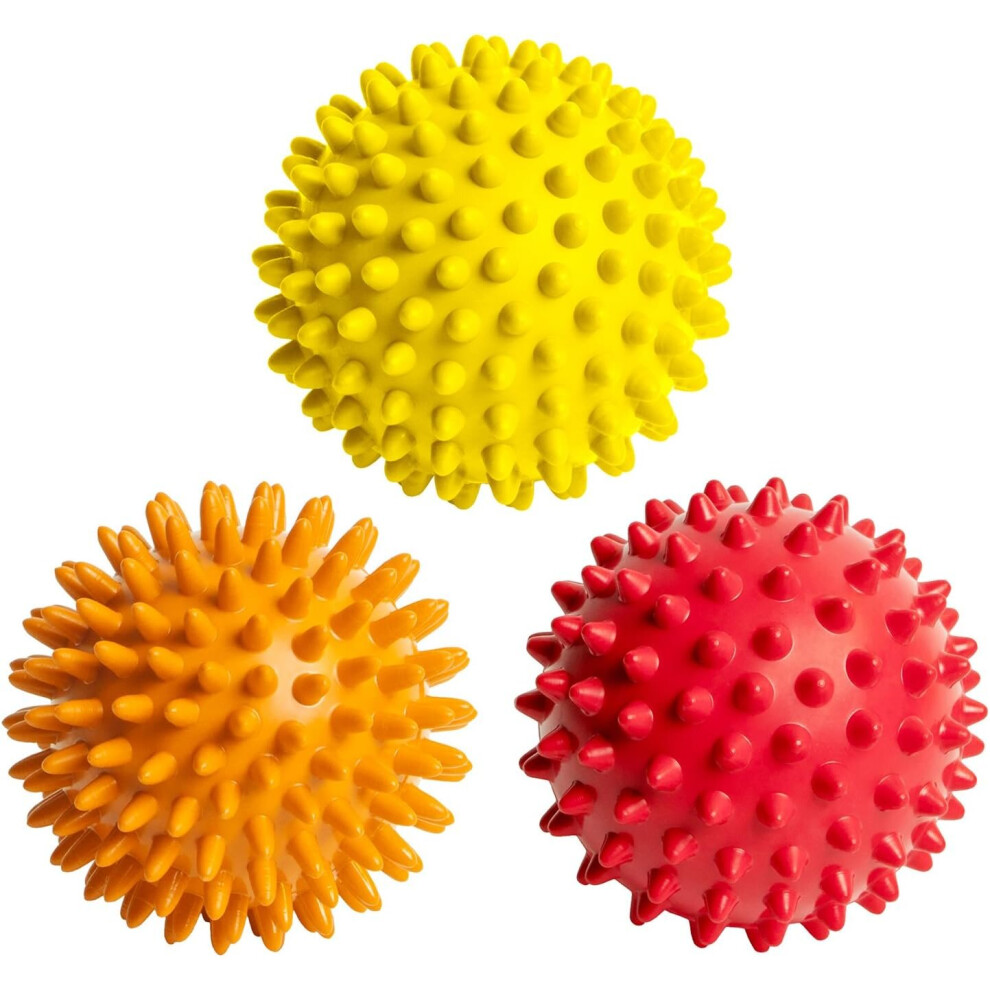 Spiky Massage Balls For Foot, Back, Muscles - 3 Soft To Firm Massager Roller Orb Set Massage Ball