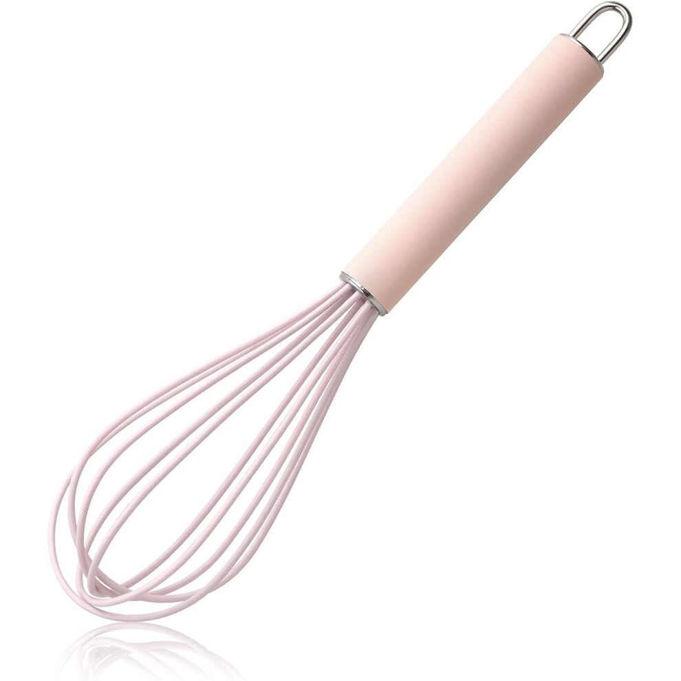 high temperature and easy to clean silicone whisk,stirrer, 10Â¡Â¡, grip good grip design for Blending Whisking Beating Stirring Cooking(1 Pack|Pink)