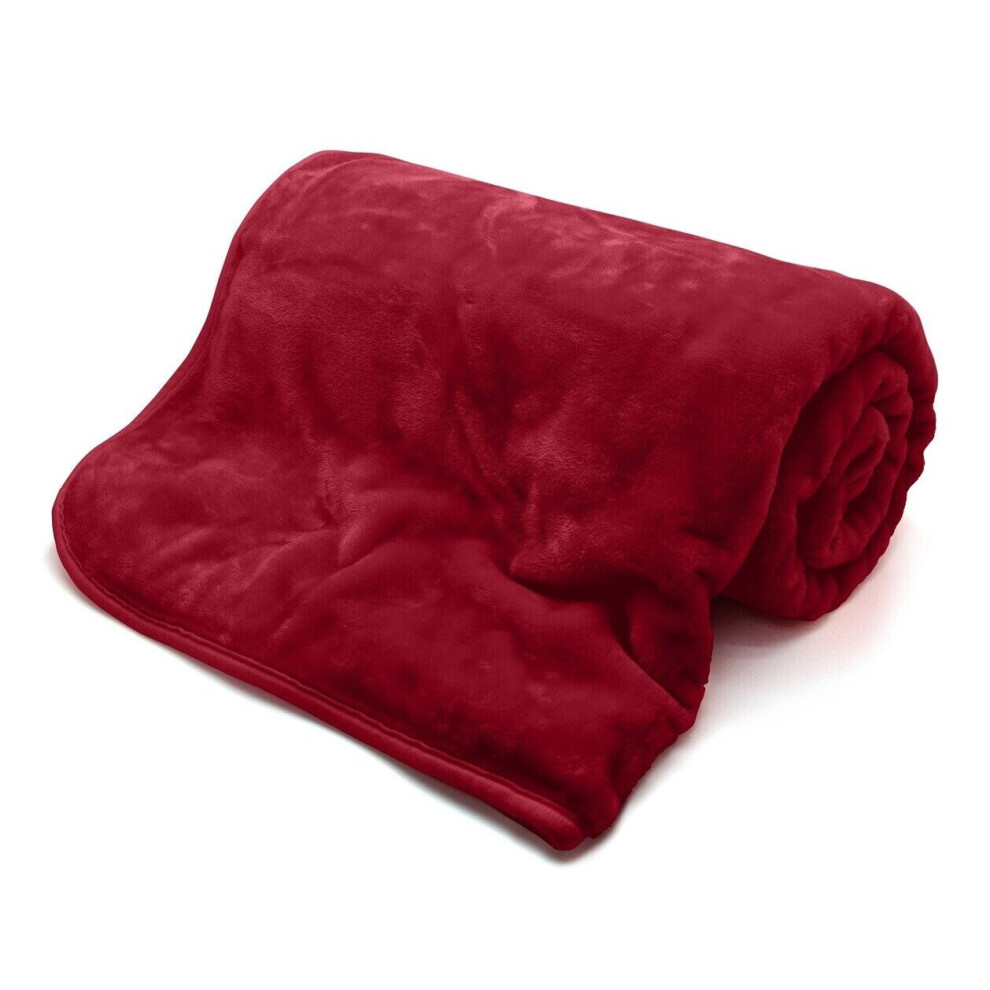 (Red, King - 200 x 240 cm) Luxury Faux Fur Large Mink Fleece Throw Sofa Bed Soft Warm Large Sofa Bed Blanket Double King Sizes