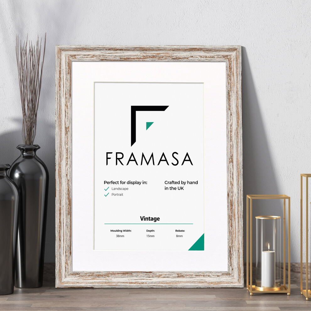 (Walnut Frame White Mount, 14x10 Pic (18x14 Frame)) Vintage Distressed Walnut Photo Frames Shabby Wood Effect Picture Frames With Multicolored Mounts-image-OPC-P78ZBS7-NEW