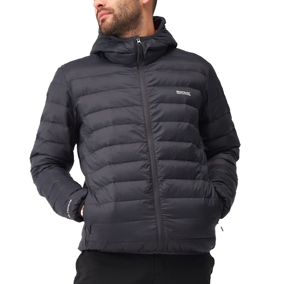 (XXL, Ash/Red) Regatta Mens Marizion Baffled Water-Repellent Jacket Coat