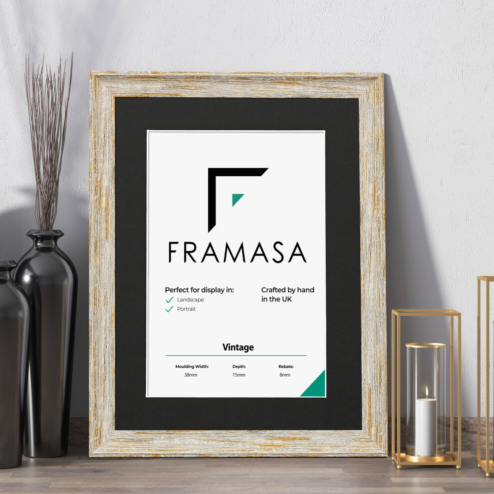 (White Frame Black Mount, 14x12 Pic (18x16 Frame)) Vintage Distressed White Photo Frames Shabby Wood Effect Picture Frames With Multicolored Mounts-image-OPC-P792QPT-NEW