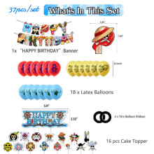 (37pcs Set) One Piece Themed Birthday Party Supplies Set Banner Balloons Cake Topper Decor