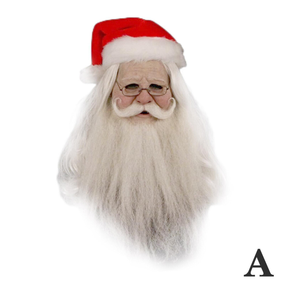 (  Santa Claus with glasses) Latex Christmas Elder Old Man Headgear Santa Claus Realistic Face Mask Props