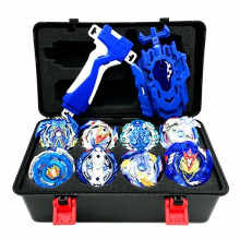 (  Blue) Toupie Beyblades Burst Metal Fusion Set 8 Pcs Gyrocope with Wire Launcher