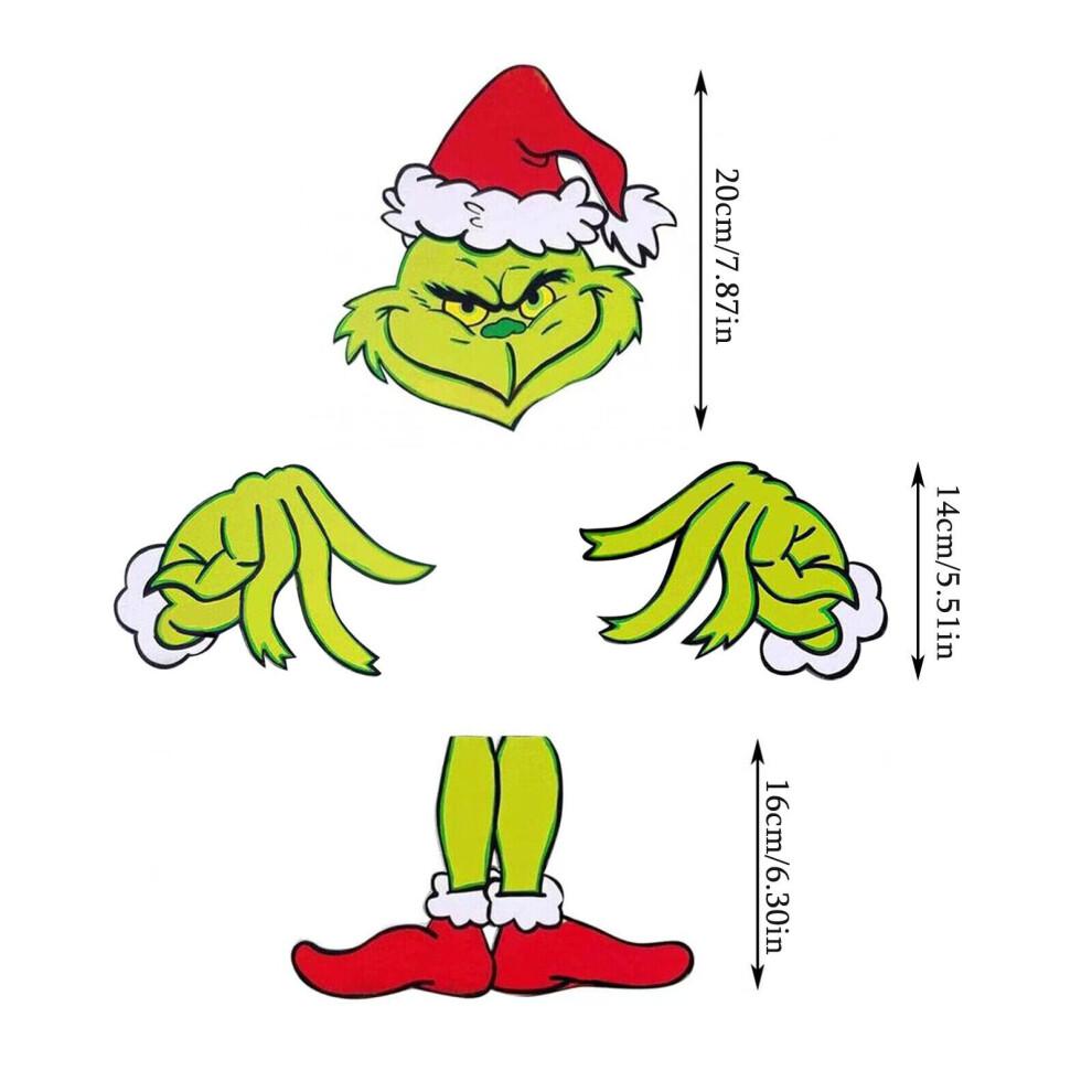 (  4Pcs card paper) Grinch Arm Leg Head Ornaments Holder Christmas Tree Decorations Xmas Party Gift