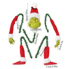 ( 5Pcs cloth) Grinch Arm Leg Head Ornaments Holder Christmas Tree Decorations Xmas Party Gift