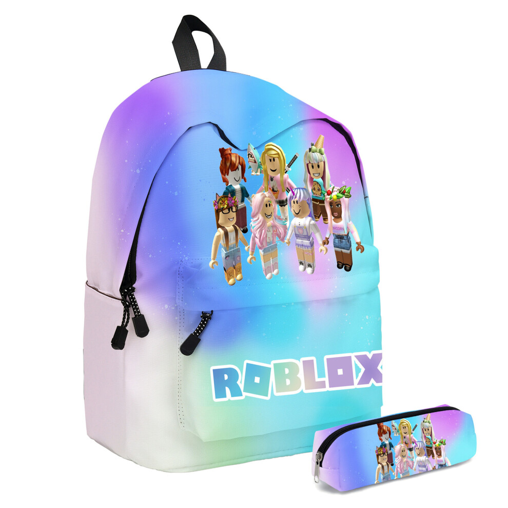 Girls Rainbow Roblox Backpack with Pencil Case School Bag Student Bag