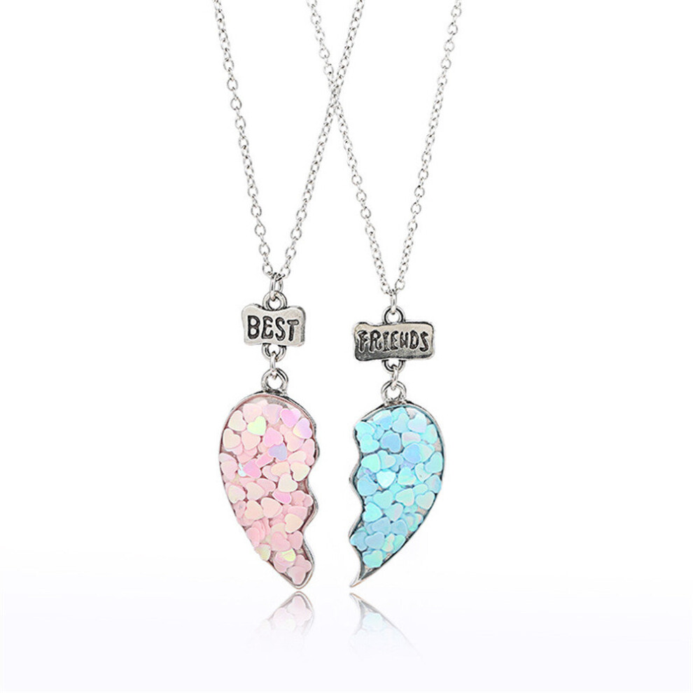 Split Heart Pendant Best Friends Forever Friendship Necklace Gifts for Girls Best Friend Necklace