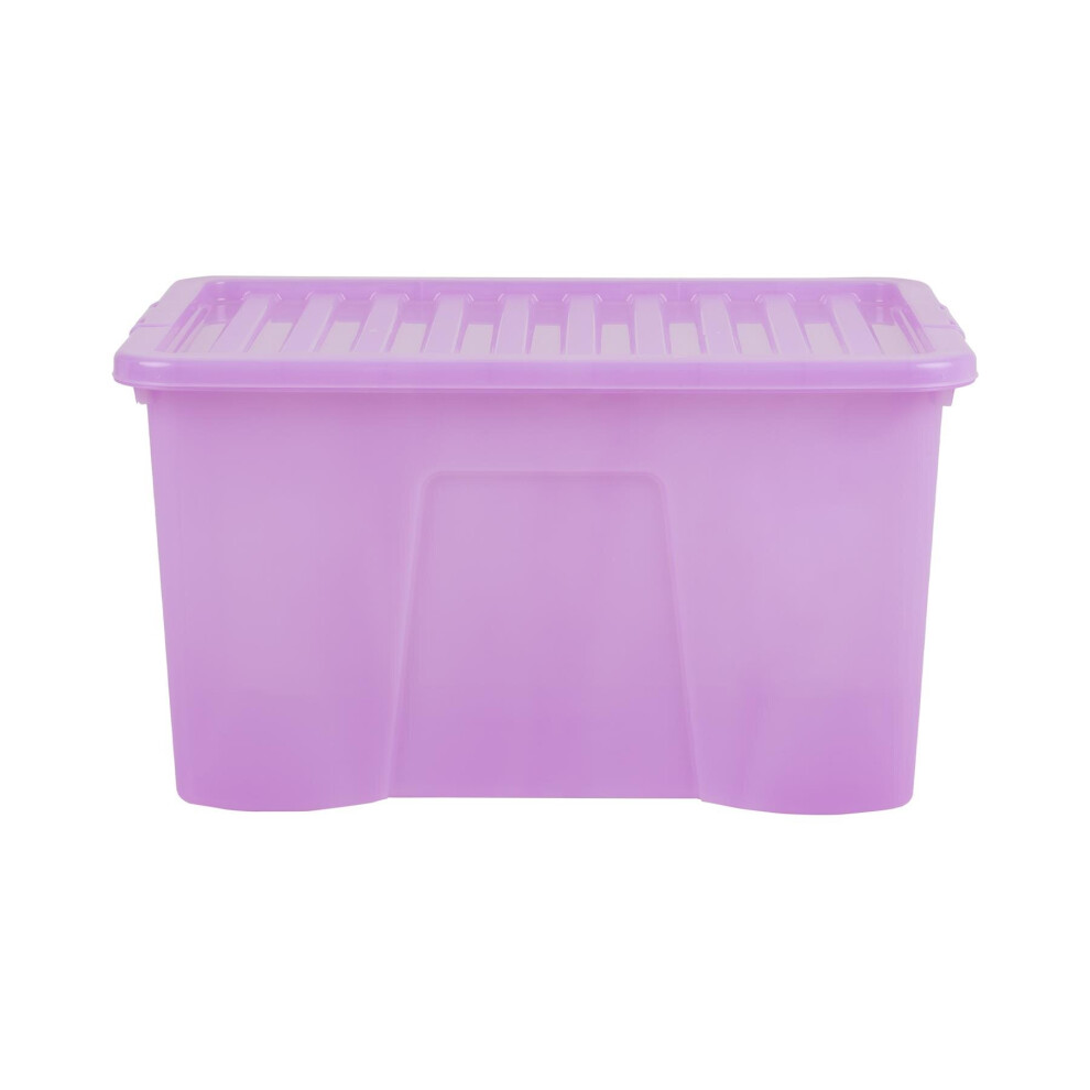 Wham Crystal 60 Liter Plastic Storage Box With Lid 60 X 40 X 33 Cm - Tint Lilac
