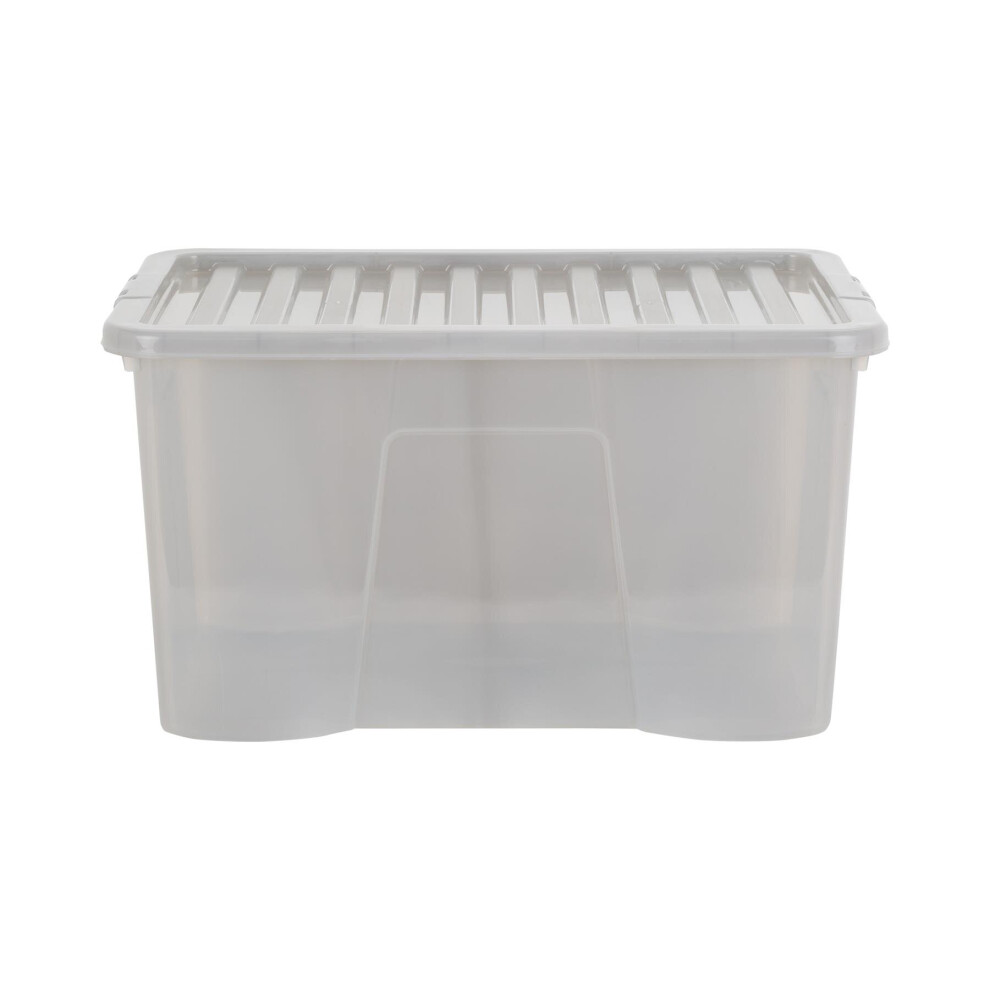 Wham Crystal 60 Liter Plastic Storage Box With Lid 60 X 40 X 33 Cm - Tint Grey