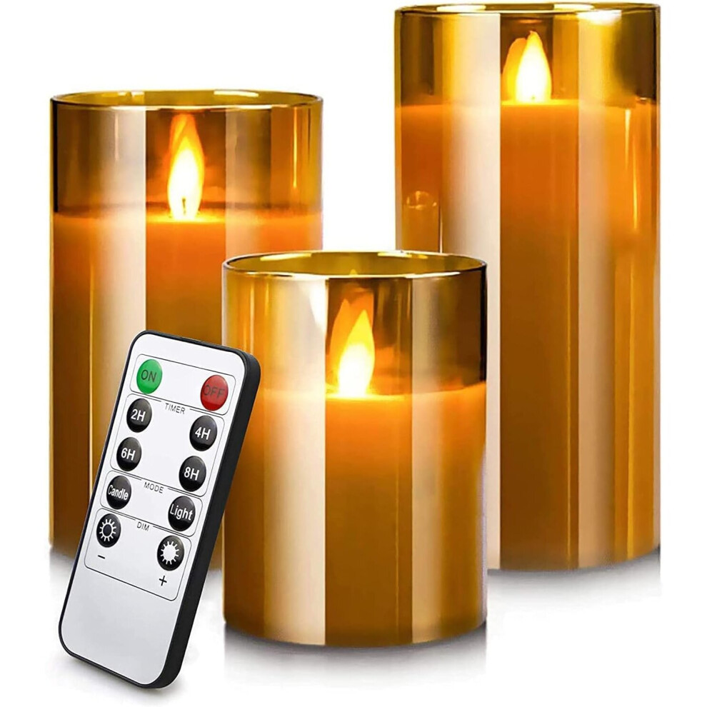 Yinuo Candle Flameless Led Candles Light Flickering,Real Wax Fake Wick Moving Flame Faux Wickless Pillar,with Timer Remote,Suit for Festival Wedding