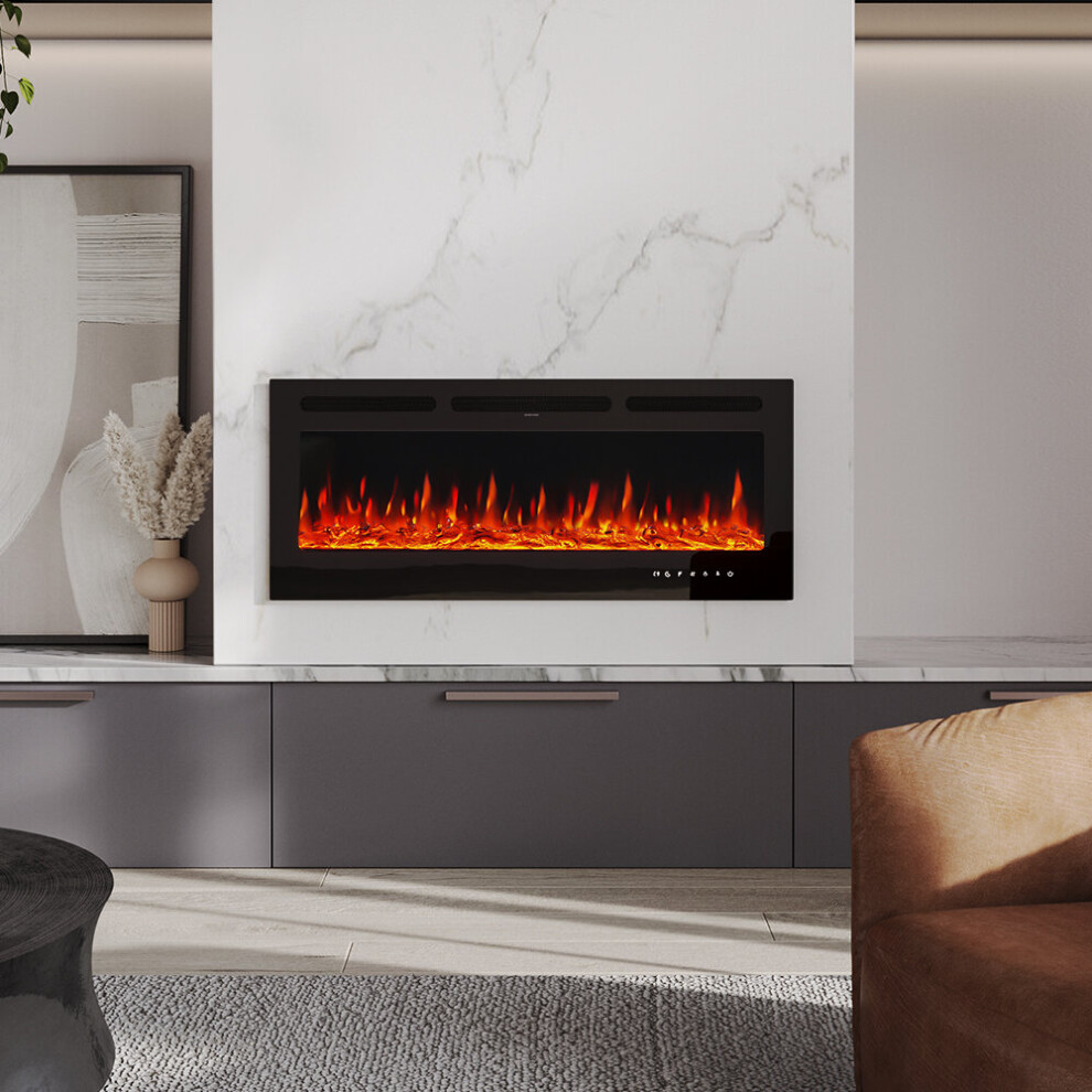 50 Inch Wall Mounted Electric Fireplace Insert 12 Flame Colours 1800W