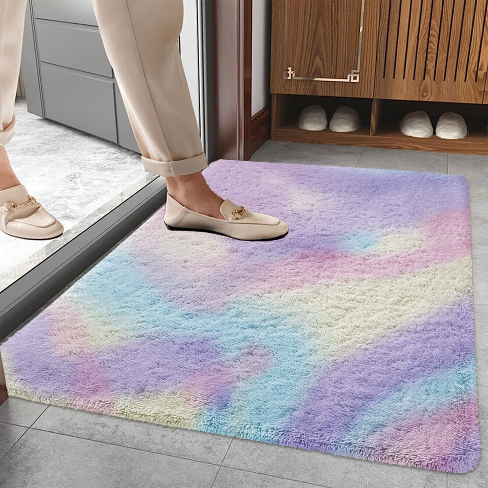 (60cm x 110cm OR 2ft x 3ft 7" Large Mat Size, Rainbow- Shaggy Rugs) Non-Slip Rugs Shaggy Rug Living Room Carpet Runner